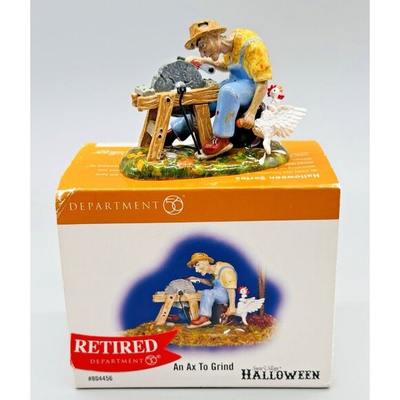 Department 56 Halloween An Ax to Grind 804456 Snow Village Fall Chicken - Picture 1 of 10